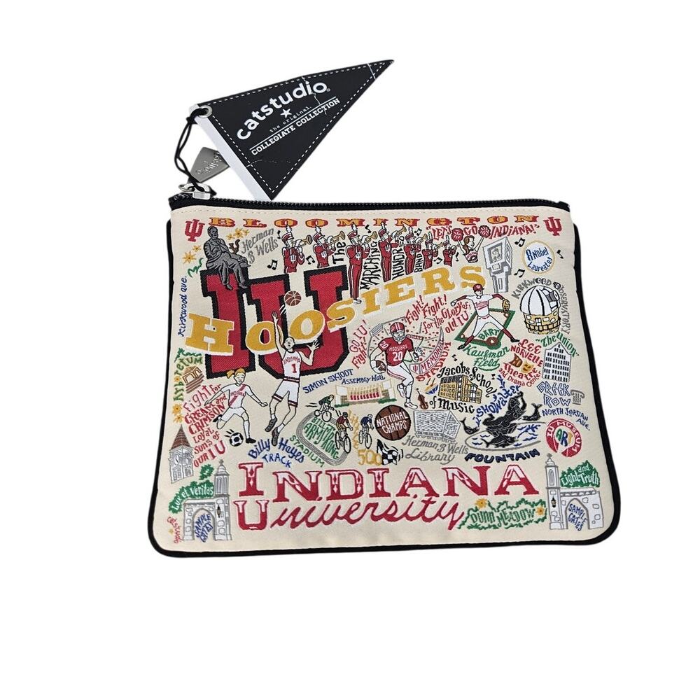 NEW Catstudio Indiana University Top Zip Small Card Coin Bag Clutch Hoosiers